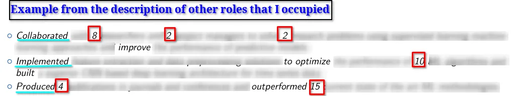 description bulletpoints example 1